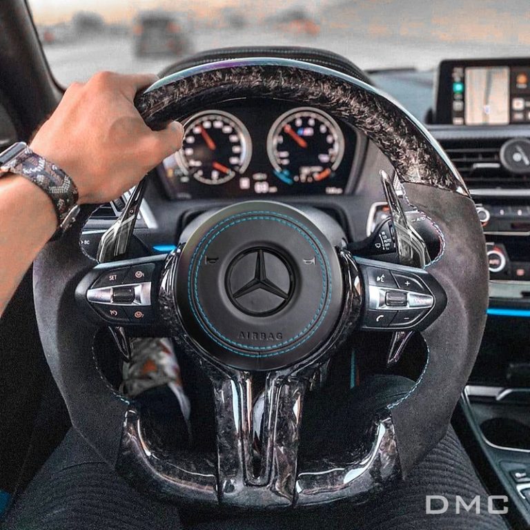 DMC Forged Carbon Fiber Performance Steering Wheel with Leather ...